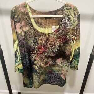 Garden Mosaic U-Neck Top